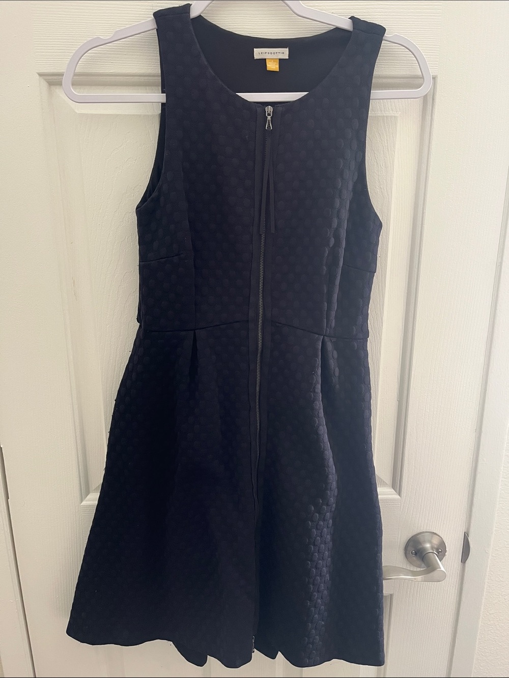 Leifsdottir Black Textured Zip-Front Dress